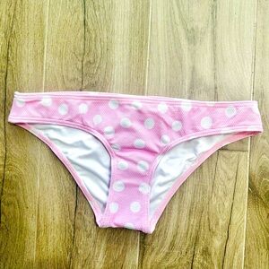 Ephemera Swimwear Polkadot Classic Pant, Size 38 Small, Pink/White, NWT
